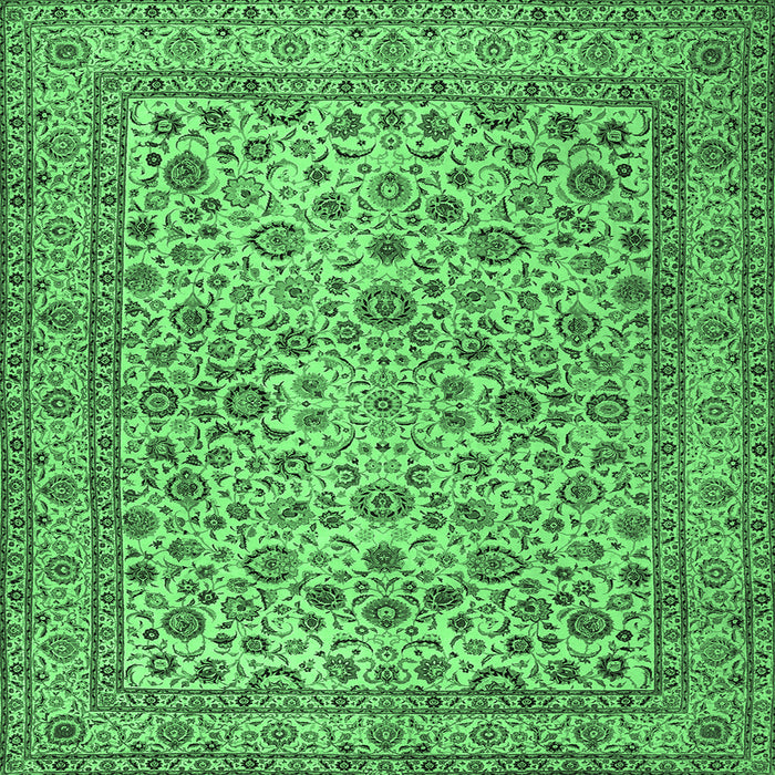 Square Machine Washable Persian Emerald Green Traditional Area Rugs, wshtr2277emgrn