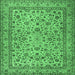 Square Machine Washable Persian Emerald Green Traditional Area Rugs, wshtr2277emgrn