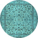 Round Machine Washable Persian Light Blue Traditional Rug, wshtr2277lblu