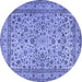 Round Machine Washable Persian Blue Traditional Rug, wshtr2277blu