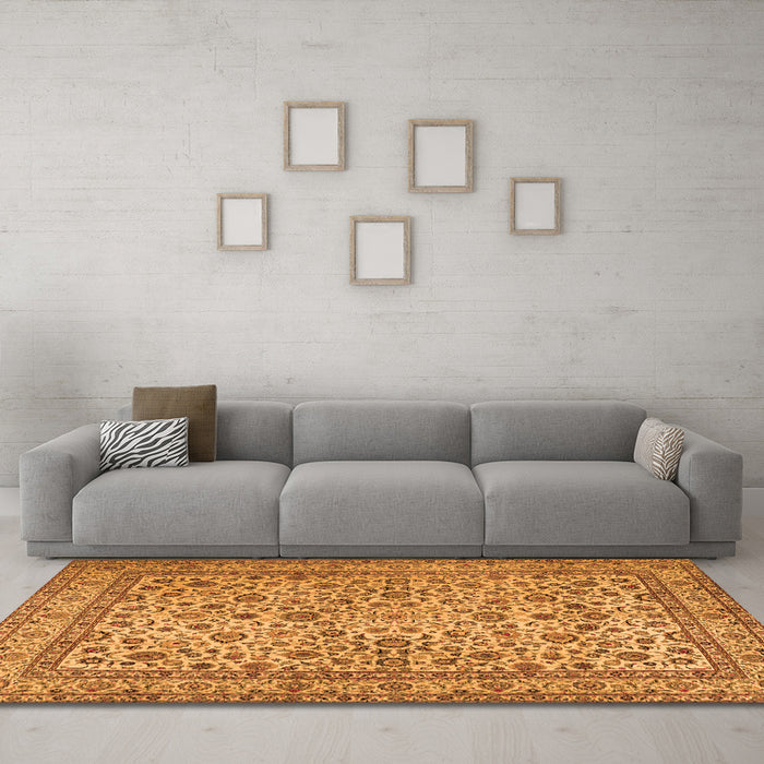 Machine Washable Persian Orange Traditional Area Rugs in a Living Room, wshtr2277org