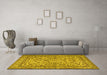 Machine Washable Persian Yellow Traditional Rug in a Living Room, wshtr2277yw