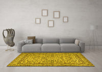 Machine Washable Persian Yellow Traditional Rug, wshtr2277yw