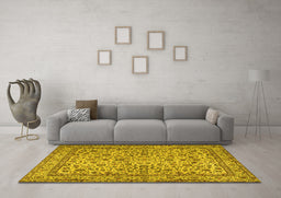 Machine Washable Persian Yellow Traditional Rug in a Living Room, wshtr2277yw