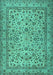 Machine Washable Persian Turquoise Traditional Area Rugs, wshtr2277turq