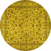 Round Machine Washable Persian Yellow Traditional Rug, wshtr2277yw