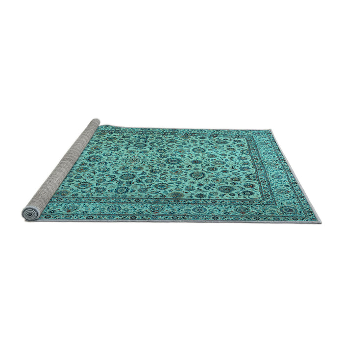 Sideview of Machine Washable Persian Light Blue Traditional Rug, wshtr2277lblu