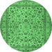 Round Persian Emerald Green Traditional Rug, tr2277emgrn