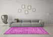 Machine Washable Persian Pink Traditional Rug in a Living Room, wshtr2277pnk