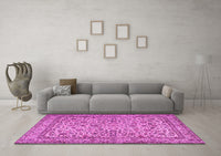 Machine Washable Persian Pink Traditional Rug, wshtr2277pnk