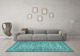 Machine Washable Persian Light Blue Traditional Rug in a Living Room, wshtr2277lblu