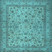 Square Machine Washable Persian Light Blue Traditional Rug, wshtr2277lblu