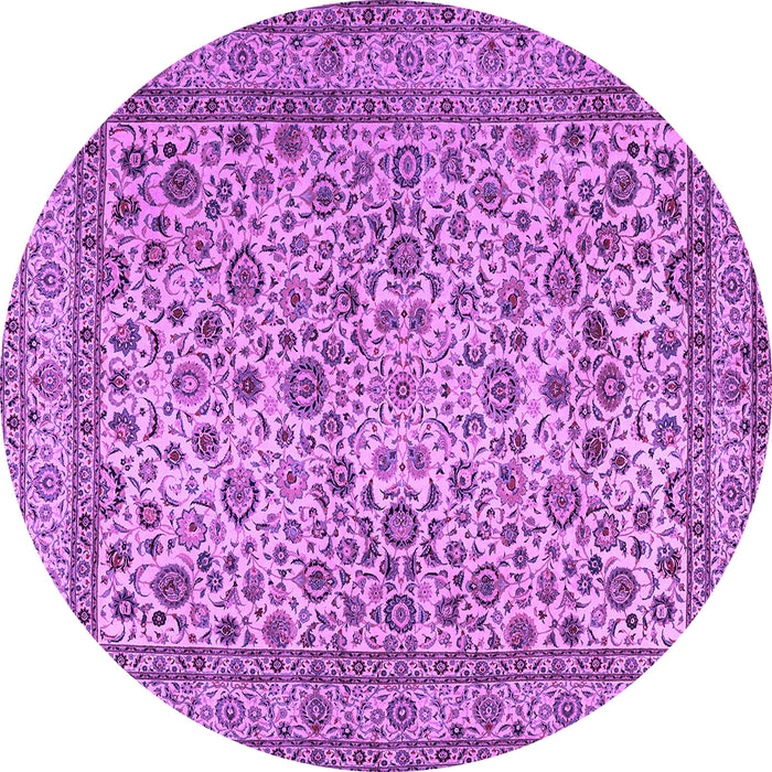 Round Machine Washable Persian Purple Traditional Area Rugs, wshtr2277pur