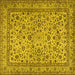 Square Machine Washable Persian Yellow Traditional Rug, wshtr2277yw