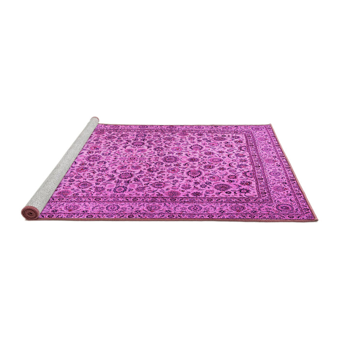 Sideview of Machine Washable Persian Pink Traditional Rug, wshtr2277pnk