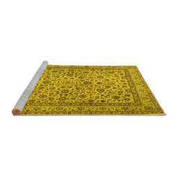 Sideview of Machine Washable Persian Yellow Traditional Rug, wshtr2277yw