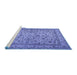 Sideview of Machine Washable Persian Blue Traditional Rug, wshtr2277blu