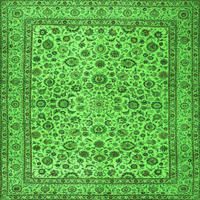 Round Machine Washable Persian Green Traditional Area Rugs, wshtr2277grn
