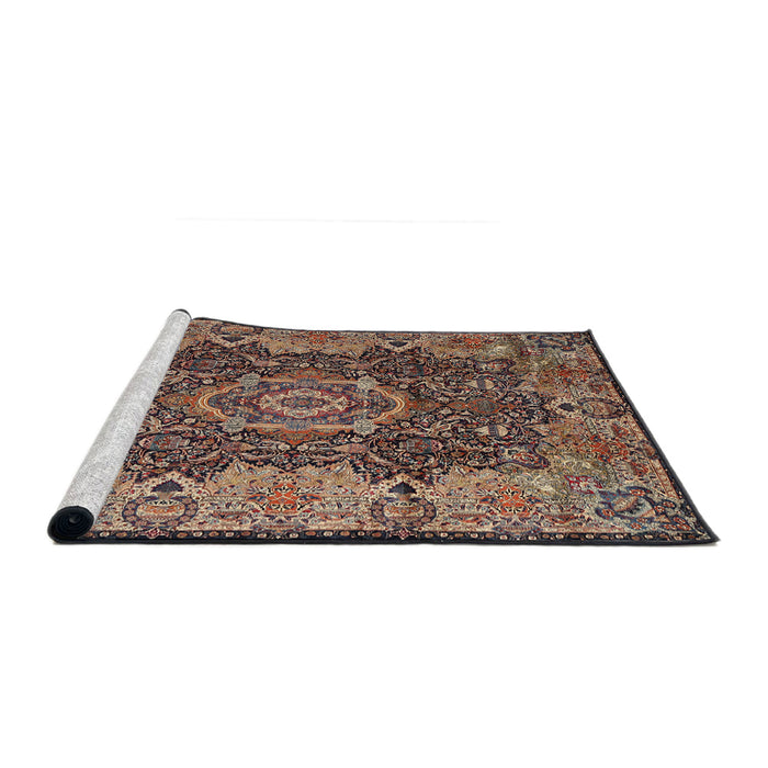 Sideview of Machine Washable Traditional Camel Brown Rug, wshtr2278