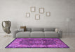 Machine Washable Persian Purple Traditional Area Rugs in a Living Room, wshtr2278pur