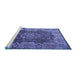 Sideview of Machine Washable Persian Blue Traditional Rug, wshtr2278blu