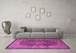 Machine Washable Persian Pink Traditional Rug in a Living Room, wshtr2278pnk