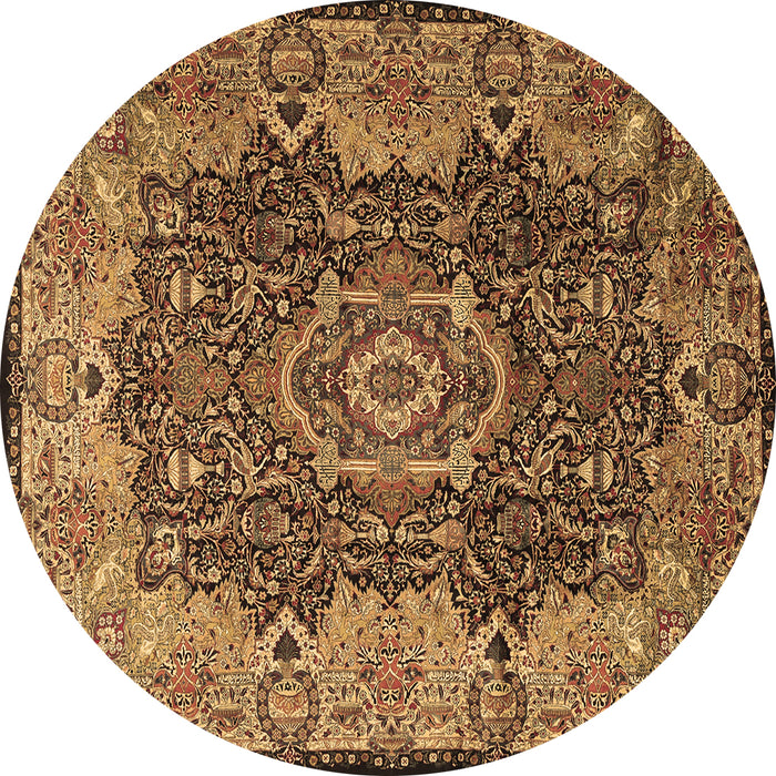 Round Machine Washable Persian Brown Traditional Rug, wshtr2278brn