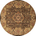 Round Machine Washable Persian Brown Traditional Rug, wshtr2278brn