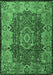 Machine Washable Persian Emerald Green Traditional Area Rugs, wshtr2278emgrn