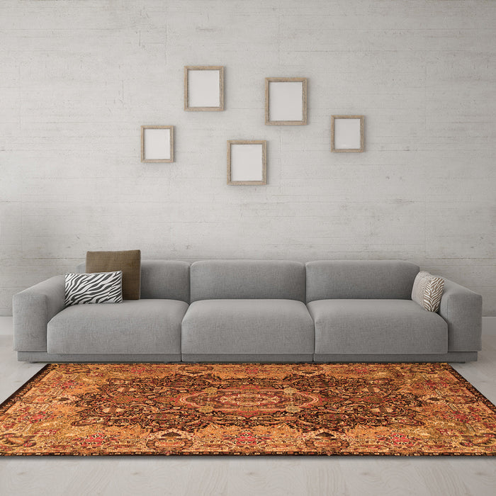Machine Washable Persian Orange Traditional Area Rugs in a Living Room, wshtr2278org