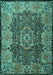 Machine Washable Persian Turquoise Traditional Area Rugs, wshtr2278turq