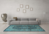 Machine Washable Persian Light Blue Traditional Rug, wshtr2278lblu