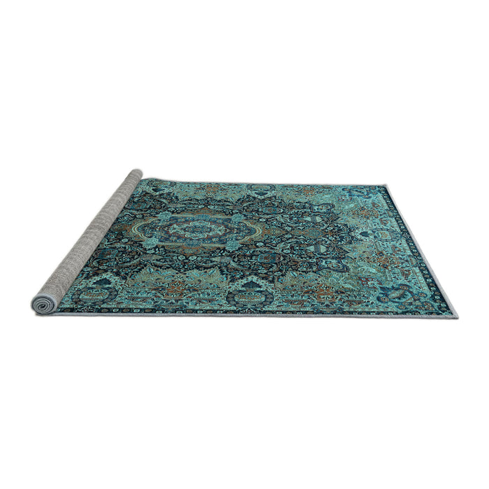 Sideview of Machine Washable Persian Light Blue Traditional Rug, wshtr2278lblu