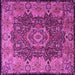 Square Machine Washable Persian Pink Traditional Rug, wshtr2278pnk