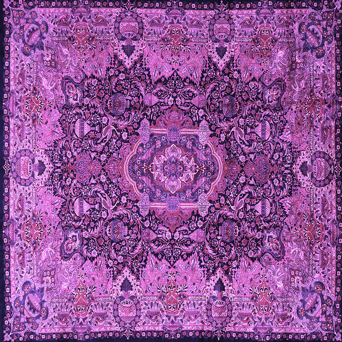 Square Machine Washable Persian Purple Traditional Area Rugs, wshtr2278pur