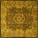 Square Machine Washable Persian Yellow Traditional Rug, wshtr2278yw