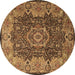 Round Persian Brown Traditional Rug, tr2278brn