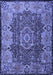 Machine Washable Persian Blue Traditional Rug, wshtr2278blu