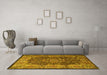 Machine Washable Persian Yellow Traditional Rug in a Living Room, wshtr2278yw