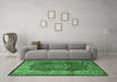 Machine Washable Persian Emerald Green Traditional Area Rugs in a Living Room,, wshtr2278emgrn