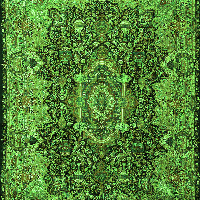 Serging Thickness of Machine Washable Persian Green Traditional Area Rugs, wshtr2278grn