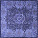 Square Machine Washable Persian Blue Traditional Rug, wshtr2278blu