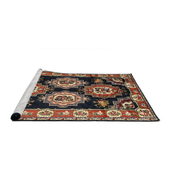 Sideview of Machine Washable Traditional Camel Brown Rug, wshtr2279