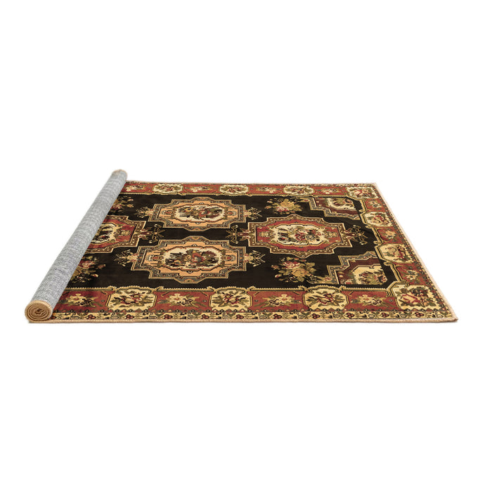 Sideview of Machine Washable Persian Brown Traditional Rug, wshtr2279brn