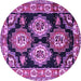 Round Machine Washable Persian Purple Traditional Area Rugs, wshtr2279pur