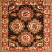 Round Machine Washable Persian Orange Traditional Area Rugs, wshtr2279org