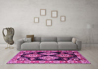 Machine Washable Persian Pink Traditional Rug, wshtr2279pnk