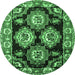 Round Persian Emerald Green Traditional Rug, tr2279emgrn