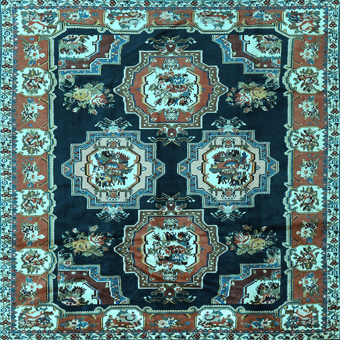 Square Machine Washable Persian Light Blue Traditional Rug, wshtr2279lblu