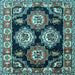 Square Machine Washable Persian Light Blue Traditional Rug, wshtr2279lblu